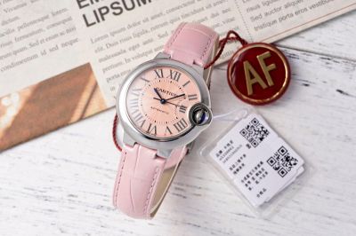 Ballon Bleu de Cartier 33*10MM 316L Steel NH05 Movement Pink Bracelet Silver Bezel Watch